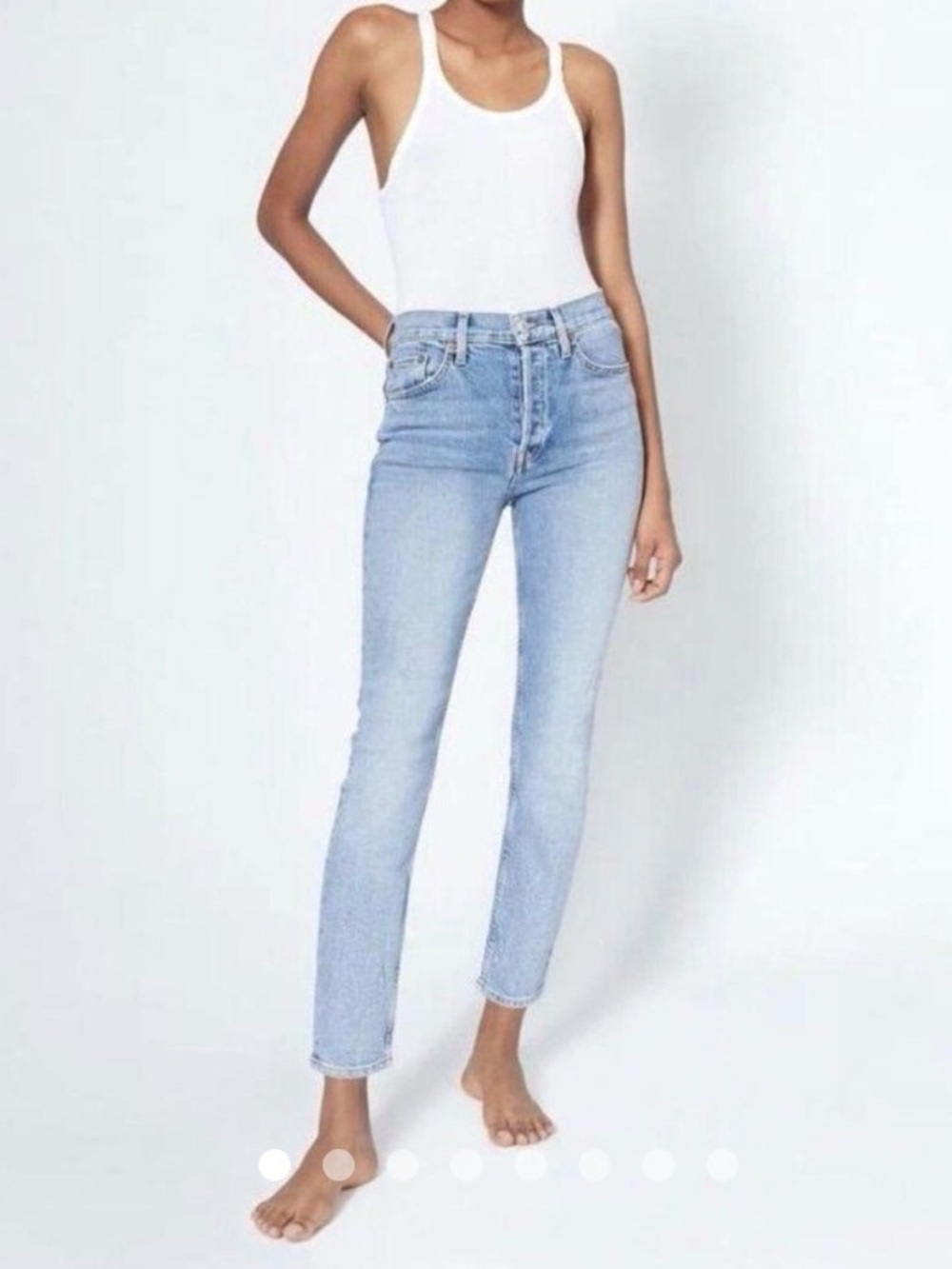 Re/Done High-Rise Ankle Crop Comfort Streatch Slim Jeans 26 (2-4) Mid 90s